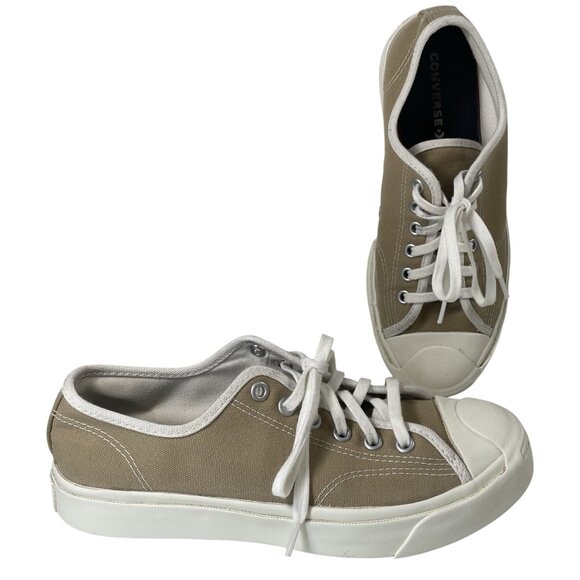 Converse Jack Purcell Canvas Shoes Womens 6.5 Khaki Tan Neutral Casual Lace Up - Picture 1 of 10